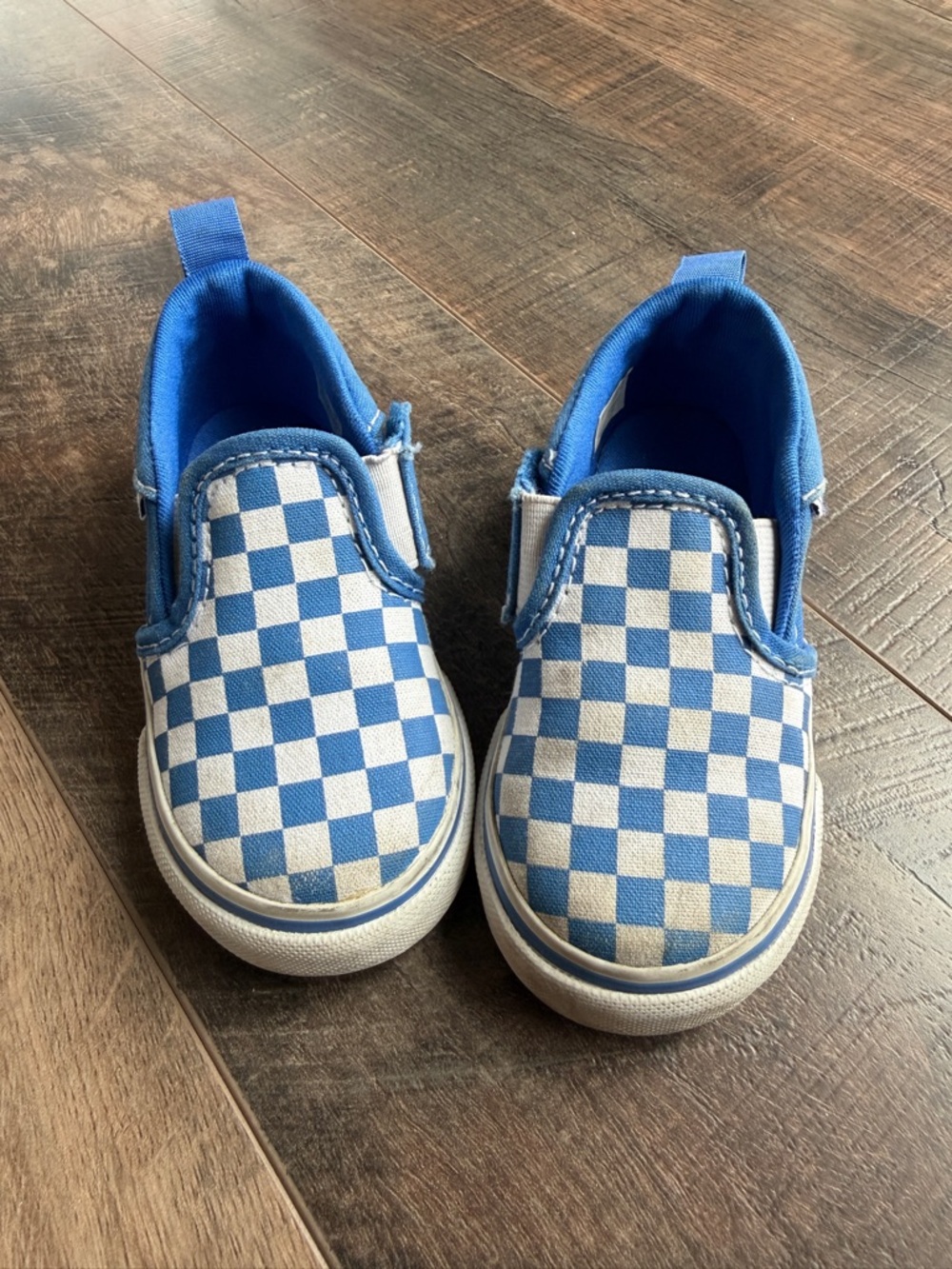 Vans Toddler Slip-On Checkerboard Sneakers - Blue & White
